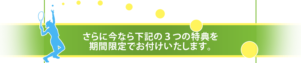さらに今なら下記の3つの特典を期間限定でお付けいたします。